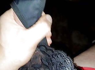 My 50 yo mommys sexy black lace thongs filled by son&#039;s sperm
