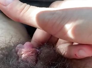 FTM hung jerk off in car