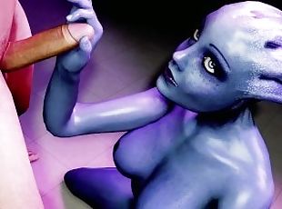 Liara edging a big cock (teasing, bj, deepthroat, hj, rimming, jerk off) Mass Effect parody