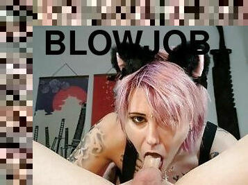 Pink haired emo slut loves sucking dick. Sloppy Deepthroat