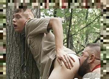 Rimmed twink explorer assfucked outdoors by older explorer