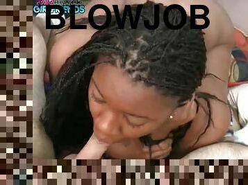 Blowjob and titjob from a cute black girl