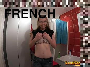 french teen in bathroom