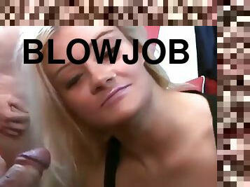 Blonde gobbling cocks in blowbang jakki louise