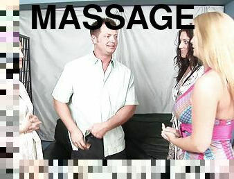 He pays the extra fee for two hot massage girls at once