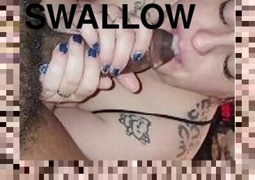 BBW sucks BBC on 420 swallow his cum