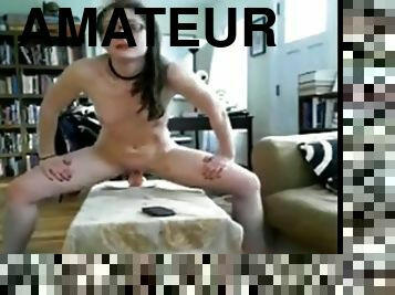 masturbation, amateur, anal, ados, webcam, chevauchement, gode, bout-a-bout, brunette