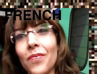 French Milf with glasses picked up from train for her first big cock anal video tape