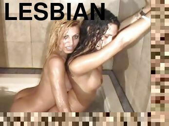 Sexy Lesbian Babes Get Nasty While Taking A Hot Bath