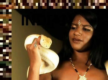 Kuchipudi playing nude with her snake temoting us hard