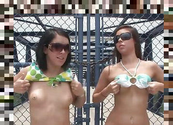 Sexy Babes In Bikinis Flashing Their Boobs And Asses In public