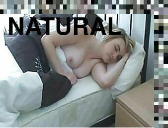 Naturally Busty Sleepy Blonde Teen Fingers Her Tight Pussy On Her Bed
