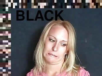 Blonde babe Ruth Blackwell orally pleases a black guy in a gloryhole