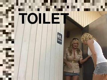 Big tits blonde sluts suck dick together at the gloryhole