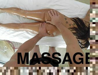 He gives her a great massage then fucks her until she cums