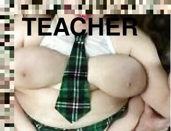 FUCKING CHUBBY TEACHER HAIRY MATURE PUSSY CUMSHOT ON NATURAL BIG TITS