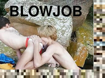 Colombian twinks fuck bareback by a waterfall