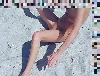 Horny wife in dildo action on the beach - Victoria Kai