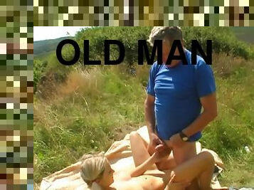 Tasty Blonde Goes Hardcore With A Nasty Old Man Outdoors