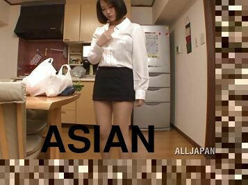 Fabulous Asian solo model in a miniskirt masturbating hardcore