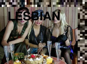 Smoking bitches caress their flawless bodies with food in a messy lesbian treat