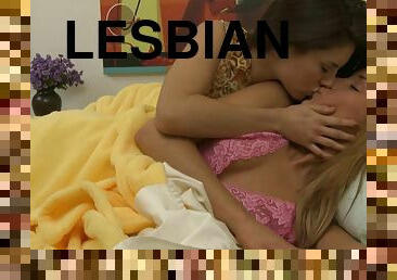 Lesbian friends comfort each other by licking each other's cunnies
