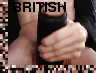 British lad cumming hard through fleshlight messy with sound