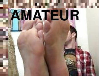 amateur, pieds, fétiche, solo, domination, taquinerie