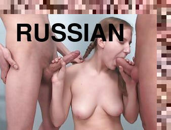 russe, anal, ados, gangbang, trio, double, sur-le-visage, blonde, pénétrante, sandwich