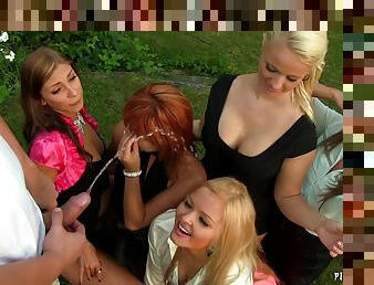 The most stunning ladies and their friend having a pissing party