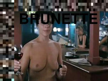 Drunk Brunette Hottie Neve Campbell Making a Toast Naked