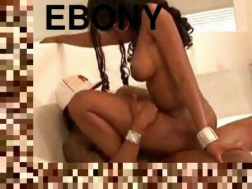 Oiled Up Ebony Gets a Creampie
