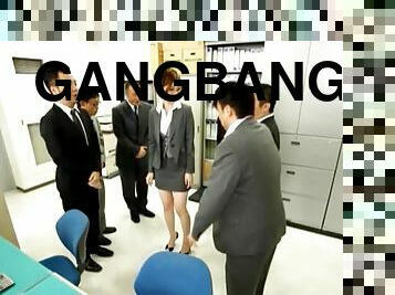Bukkake Gangbang In The Office For a Sexy Asian Secretary