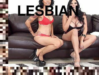 Outstanding and curvy lesbian bitches use their feet and hands