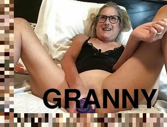 60 Year old Granny Takes 9 Inch Dildo