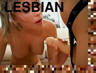 Lesbian teenies having wonderful sex with a strapon