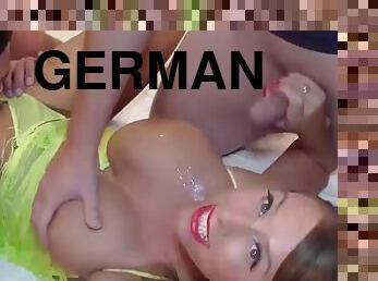 Big breast german milf gets rough banged at our bukkake party orgy