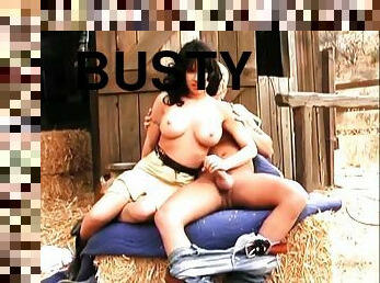 Busty brunette Kelly Erikson enjoys riding a wang in a barn