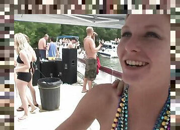 Boat party girls get beads for flashing their amateur tits