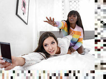 Innocent teen fun turns to impassioned interracial lesbo sex!