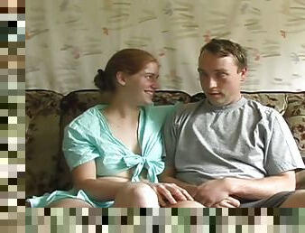 Couple is sweating in their hot passion on the couch