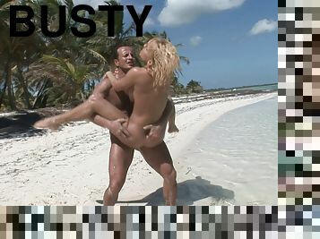 Busty chick Britney takes the dick up her butthole on the beach