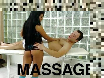 Exotic girl sucks the customer's cock right after the massage