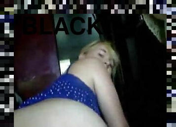 Blonde slut rides black cock