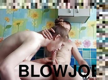 Stepdad let stepdaughter give him a blowjob