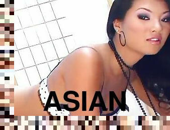 Radiant Asian cowgirl gets slammed by a big cock after masturbating with a giant dildo