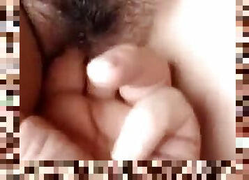 Closeup of a Hairy Teen Pussy Fingered