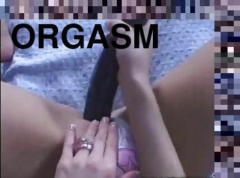 Banging a hot girl's pussy after big dildo masturbation