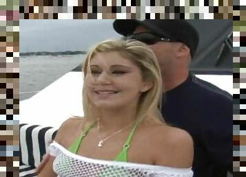 Appealing Ava Wearing A Green Bikini Goes Hardcore Outdoors In A Yacht