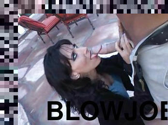 Attractive Lezley Zen Serves A Blowjob In Public Outdoors